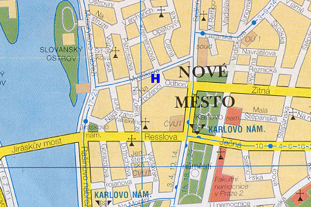 prague map with hostel Bontour location