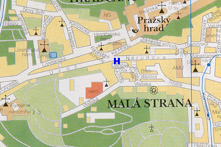 prague map with hotel Dum U Cerveneho Lva location
