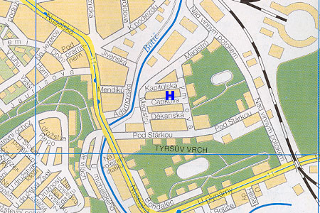 prague map with hotel Marit location