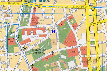 prague map with hotel 16 U Sv. Kateriny location