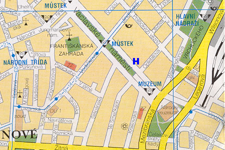 prague map with hotel Jalta location