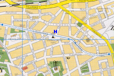 prague map with hotel Alfa location