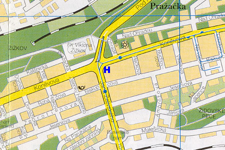 prague map with hotel Vitkov location