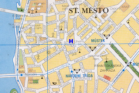 prague map with hotel Expres House location