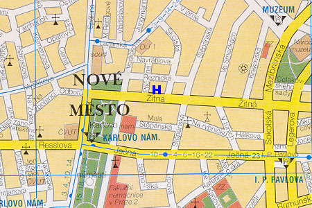 prague map with hotel Residence Praga 1 location