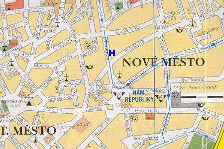 prague map with hotel City Centre location