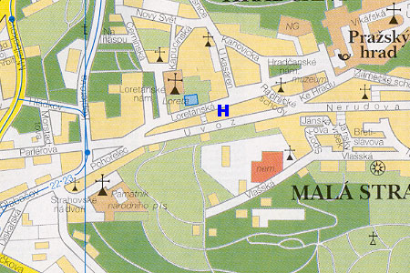 prague map with hotel Domus Henrici location