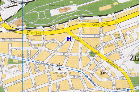 prague map with hotel U Tri Korunek location