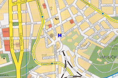 prague map with hotel Ametyst location