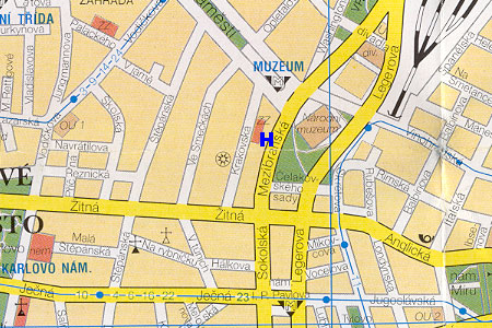 prague map with pension Musketyr location