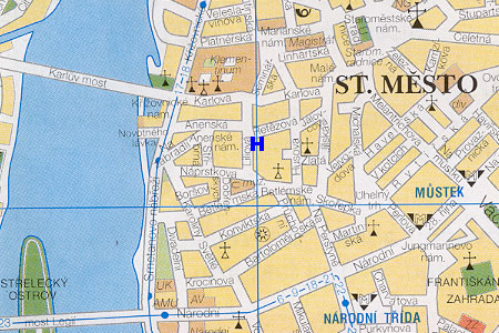 prague map with hotel Dum U Krale Jiriho location
