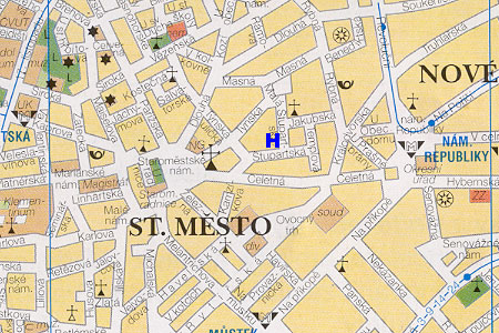 prague map with hotel Ungelt location