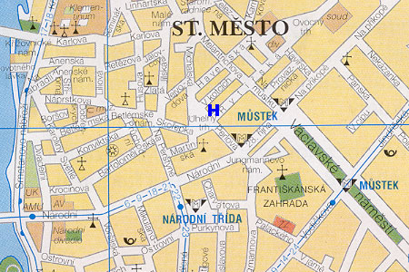 prague map with hotel Jewel (U Klenotnika) location