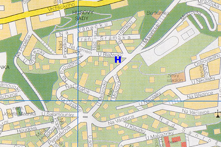 prague map with hotel U Blazenky location