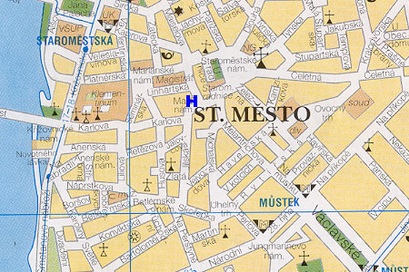 prague map with hotel Rott location