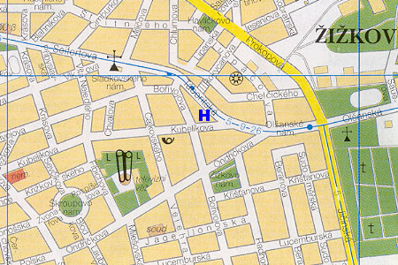 prague map with hotel Bristol location