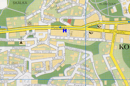 prague map with hotel Kavalir location