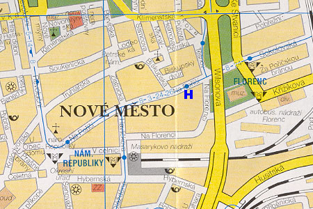 prague map with hotel Axa location