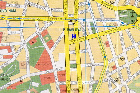 prague map with pension Brezina location