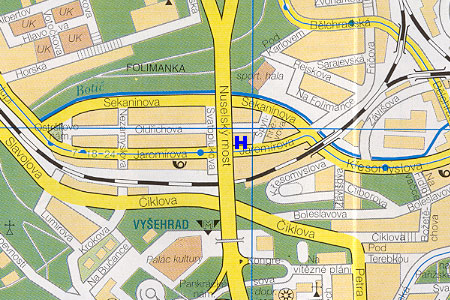 prague map with pension Beta location