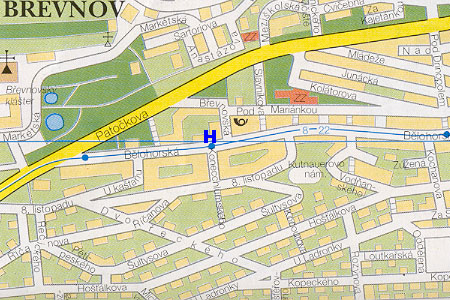 prague map with pension U Sladku location