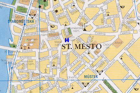 prague map with hotel U Prince location