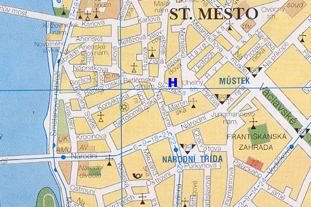 prague map with hotel Old Prague location