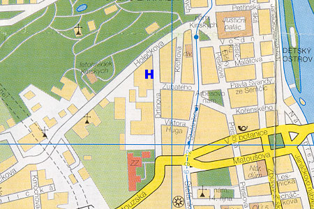 prague map with hotel Petr location