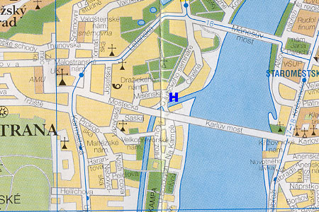 prague map with hotel Certovka location
