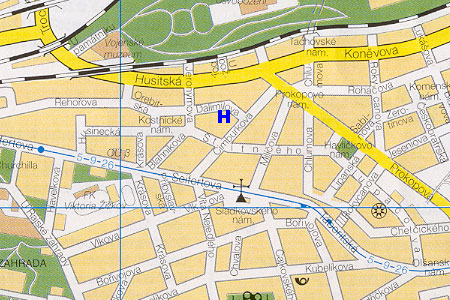 prague map with hotel Amadeus location