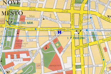 prague map with hotel Ibis Praha City location