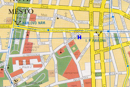 prague map with hotel Novotel Praha City location